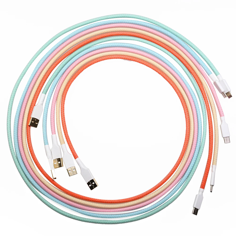 Цветной нейлоновый USB кабель с рукавами типа C порт позолоченными разъемами длина