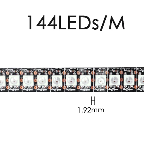Black 144 LED WS2812B Светодиодные ленты DC 5V 30/60/144 светодиодный s RGB умный прибор приемно-пикселей чёрно-белые печатные платы WS2812 IC 50 см 1 м 2 м 3 м 4 м 5 м 17Key бар КТВ - Испускаемый цвет: Black 144 LED