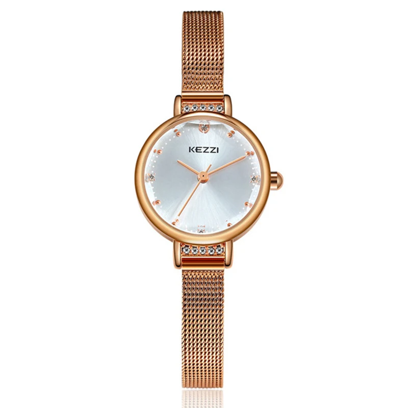 Rose Gold Watch Kezzi, розовое золото, женские часы, роскошный кристалл, циферблат, Женские кварцевые наручные часы, браслет из нержавеющей стали, часы, reloj mujer - Цвет: Rose Gold Watch