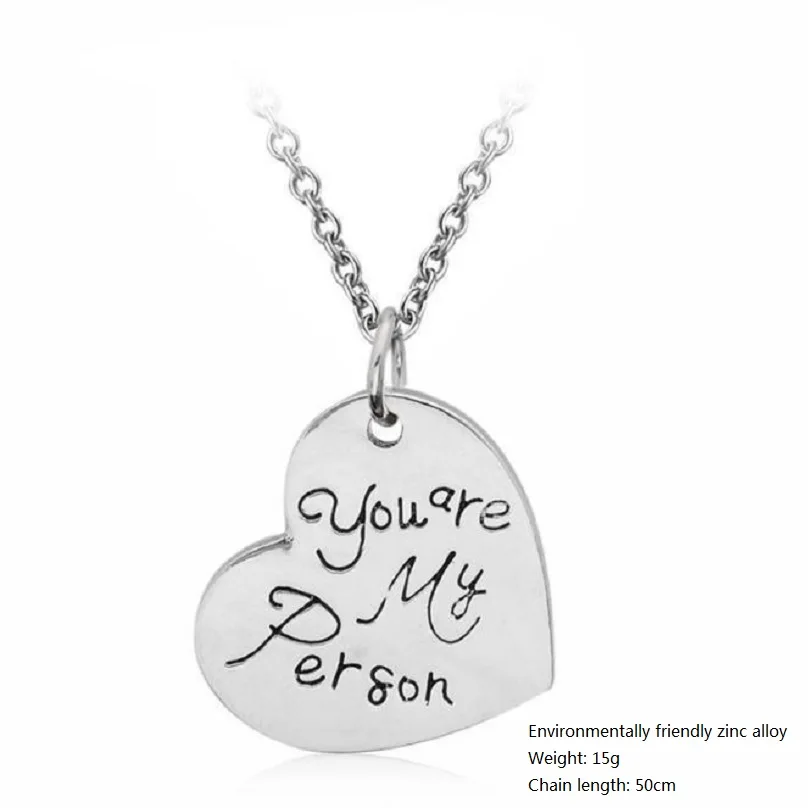 Изысканная мода надпись you are my Person подвеска в форме сердца ожерелье для пары