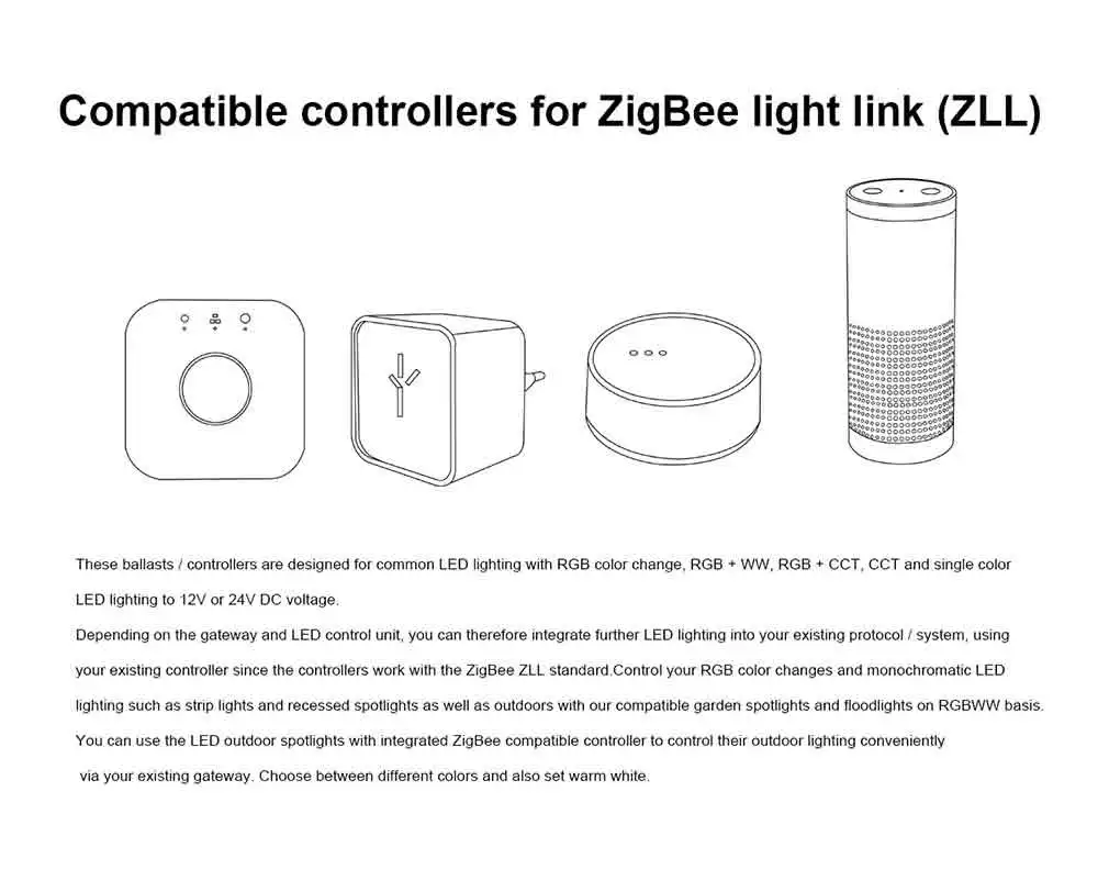 Zigbee ZLL 5 М 5050 SMD Link умный светодиодный светильник, набор ZIGBEE RGBCCT контроллер rgbww Светодиодная лента, Водонепроницаемая IP65 DC 12 В