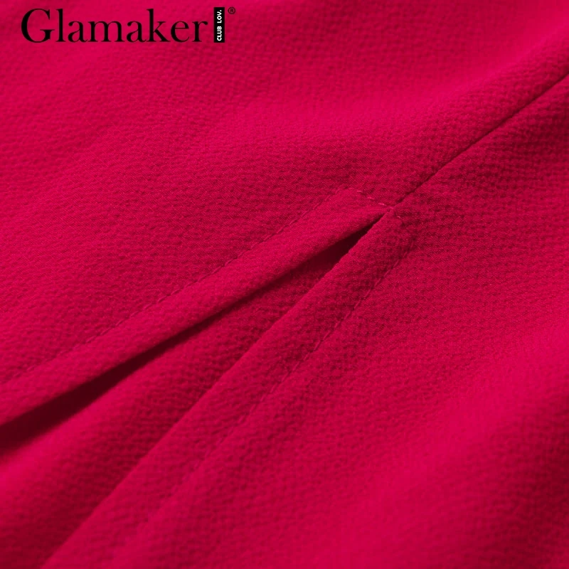 Женские брюки с широкими штанинами Glamaker красные повседневные размера плюс