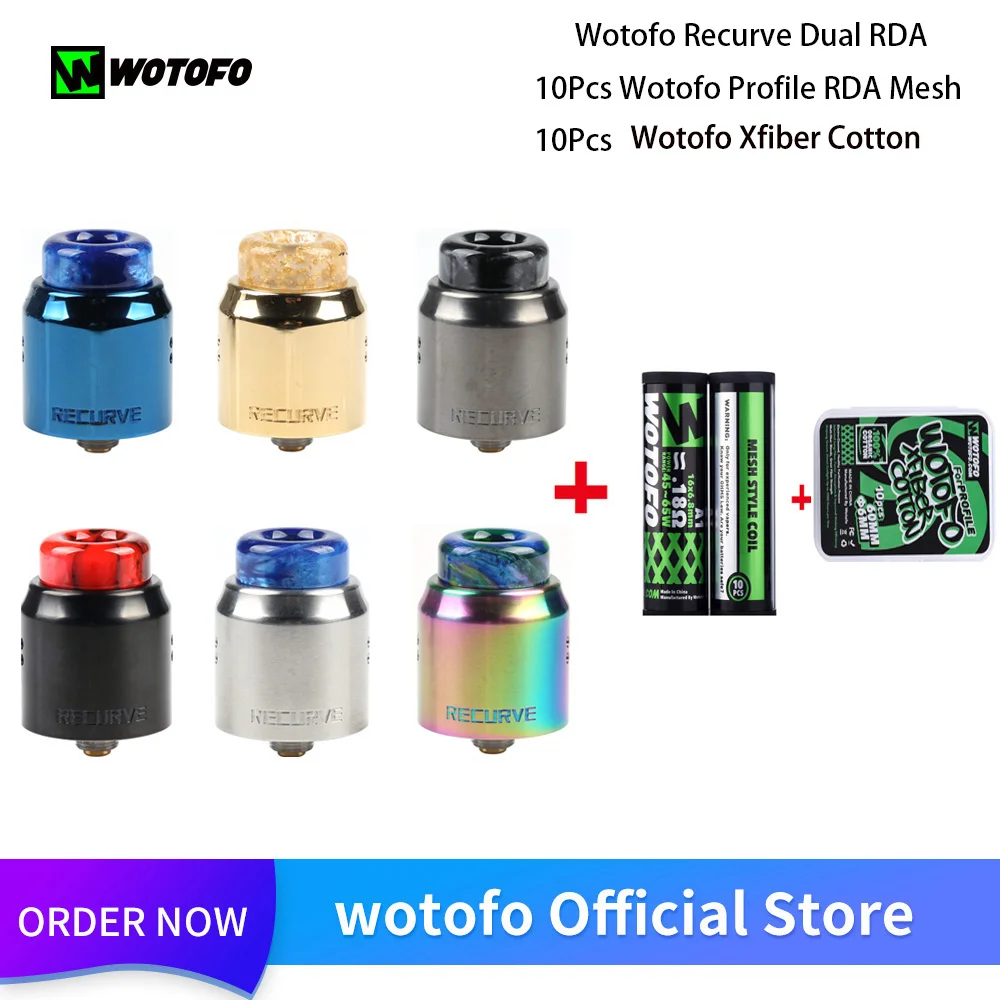 Новинка оригинальный испаритель Wotofo Recurve Dual RDA Vape Tank 10 шт. профильный Conton and Mesh