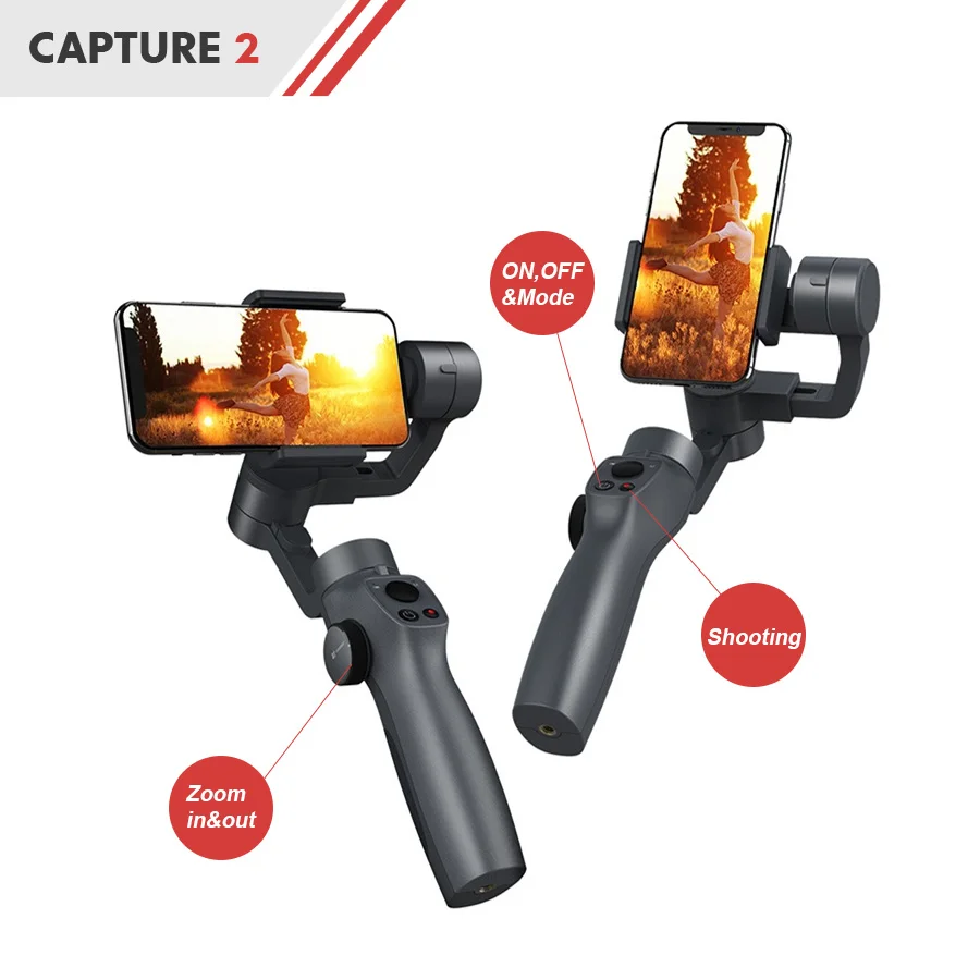 Funsnap Capture2 3 оси ручной карданный стабилизатор для смартфона samsung Iphone X XR 8 7 Gopro камера экшн eken 1 карданный комплект