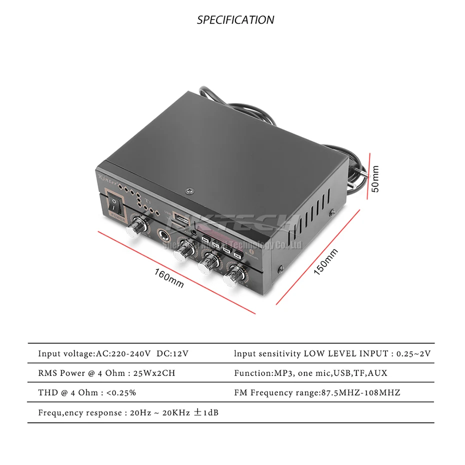 Автомобильный усилитель мощности Kinter T1 цифровой аудио плеер Bluetooth 2CH 25 Вт RMS Hi-Fi стерео супер бас DC12V 220-240 в караоке микрофон вход