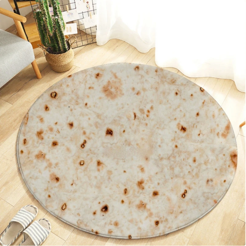 Комфортное креативное одеяло Burrito, круглый коврик для ванной комнаты, 60 см, мексиканская фланелевая домашняя кухня, Противоскользящий коврик, домашний коврик