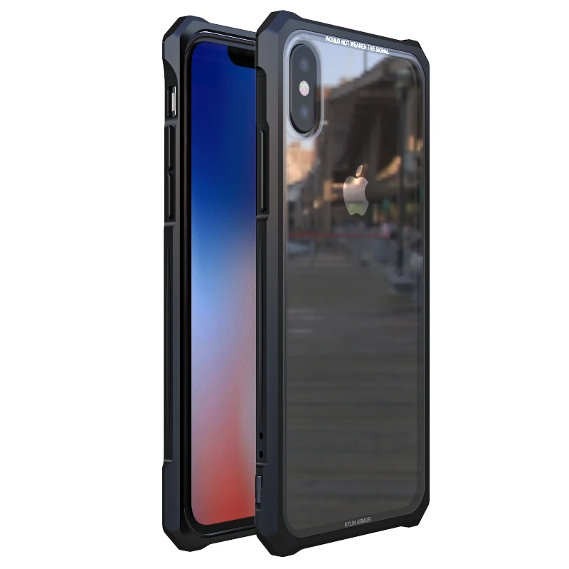 For iPhone X Black OMEVE Алюминий металлический каркас бампер и закаленного Стекло задняя крышка чехол для iPhone 7/7 Plus/8/8 плюс/X - Цвет: For iPhone X Black