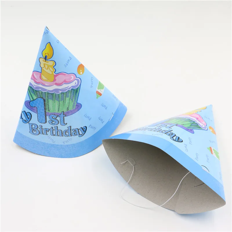 12 шт./лот синие вечерние Товары для детей с надписью my 1st birthday кепки мальчиков