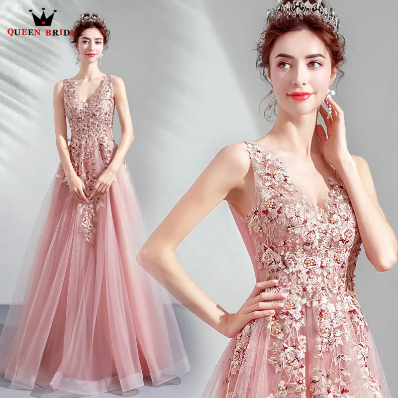 Винтаж розовые вечерние платья 2019 Мода с пышной юбкой из тюля кружевные цветы