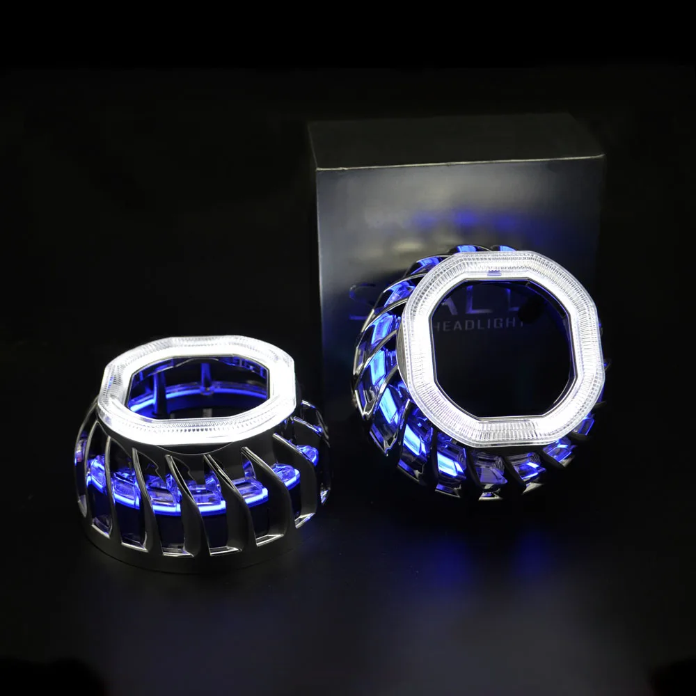 2 шт. линзы проектора Bi Xenon светодиодный кожух квадратное колесо огненная