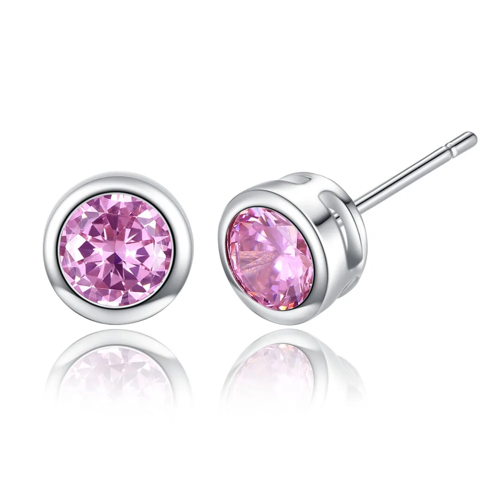 Модные ювелирные изделия оптом серебряные серьги для женщин розовые Простые