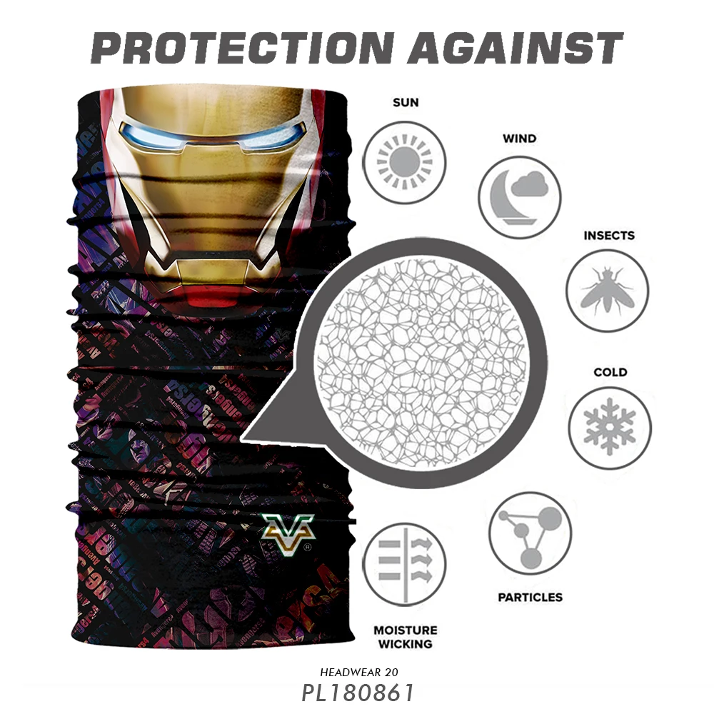 50pcs/lot Motorcycle Face Mask The Avengers 4 Cycling Seamless Bandana Biker UV Headband Thanos Marvel Neck Buffs Hiking Scarves