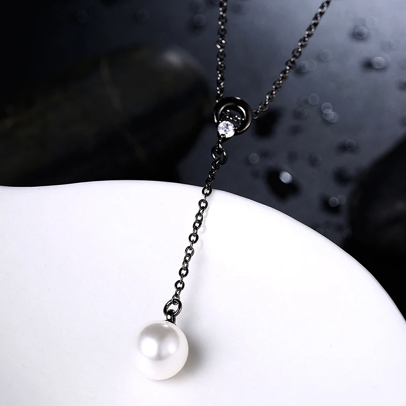 Винтажный искусственный жемчуг кулоны ожерелья для женщин Черная золотая