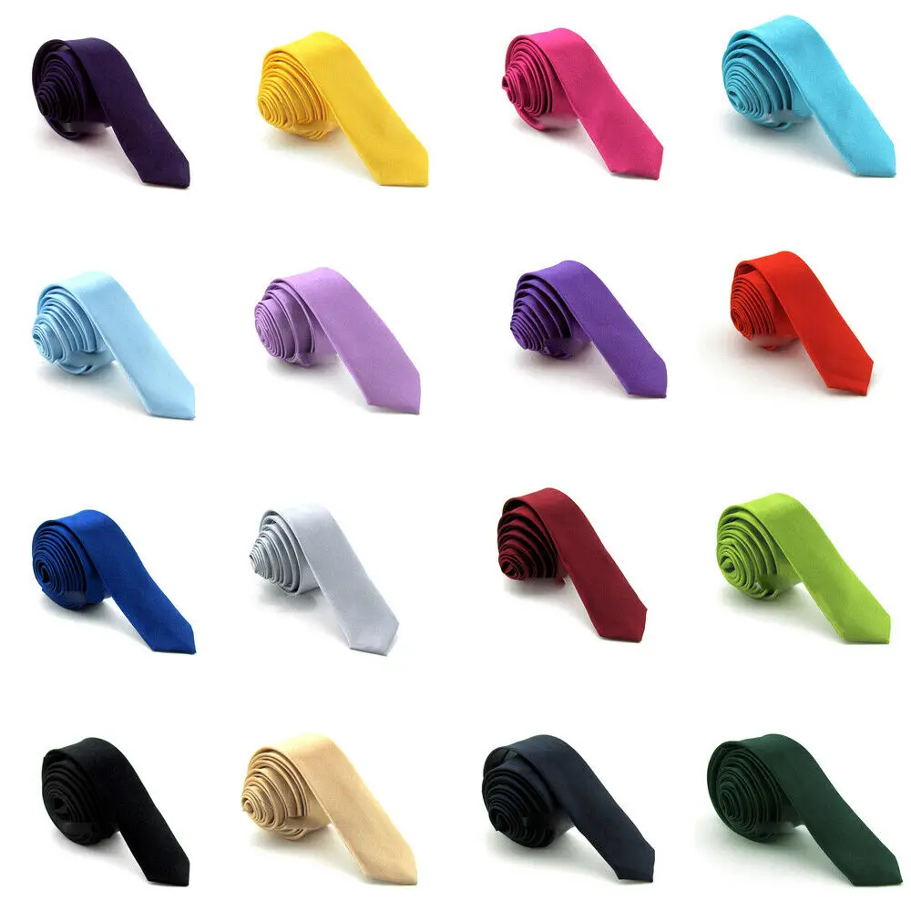 Однотонный атласный узкий галстук 5 см для мужчин и женщин тонкий студентов