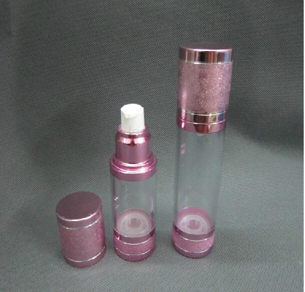 50pcs/lot Pink 50ml Vacuum bottles / high - end Refill airless pump 50ml  botte / vacuum aluminium Emulsion bottle 50ml