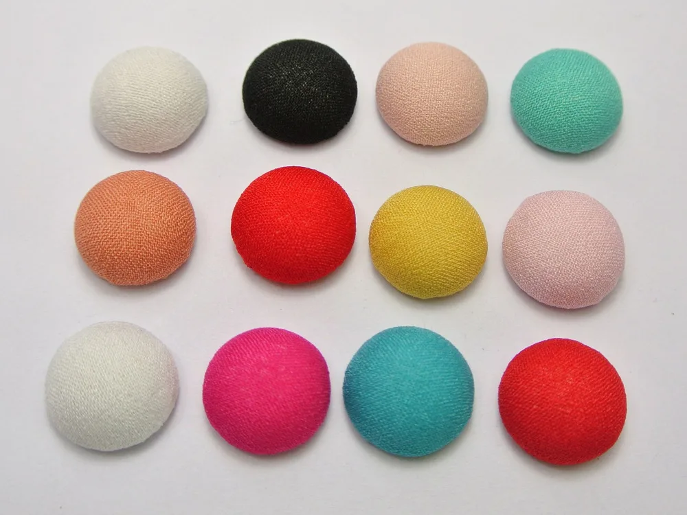 

50 Mixed Color Flatback Fabric Covered Buttons Round Half Ball 15mm for DIY Hair Clip