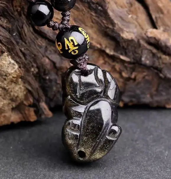 Natural Jin Yao Shi Cai Yan Obsidian Couple Pendant Men and women Lucky Fortune Transit pendant o34# | Украшения и аксессуары