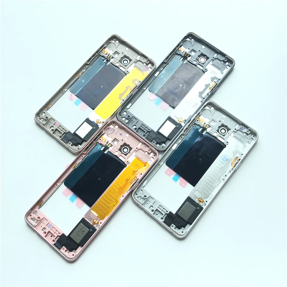 Для samsung Galaxy A5 SM-A510F A510 A510F A510M корпус с рамкой средней пластины+ Боковая кнопка+ стеклянный объектив камеры
