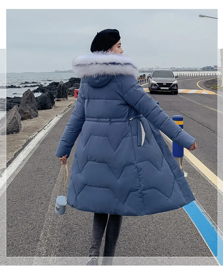 long Parka Down parka women Large collar down jacket medium length knee length jacket and thick jacket 922