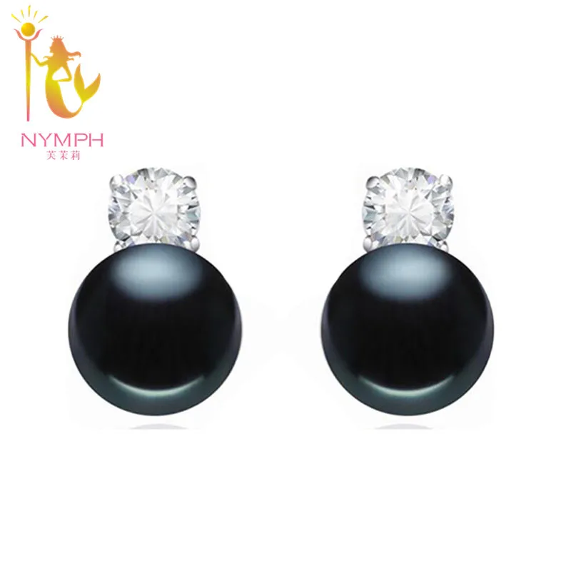 Женские серьги с натуральным жемчугом NYMPH гвоздики простым камнем 8 9 мм E1067|stud