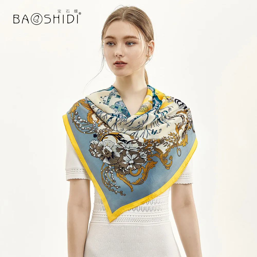 [BAOSHIDI] шарф из 100% шелка 16 момме 106*106 см квадратные шарфы Infinity рулонная работа
