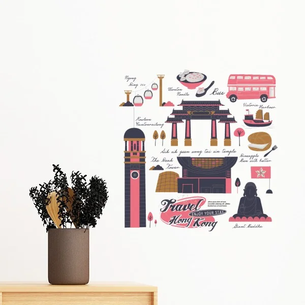 Гонконгская карта рыба мясо тусклый сум еда Закуски суп Китай съемные настенные