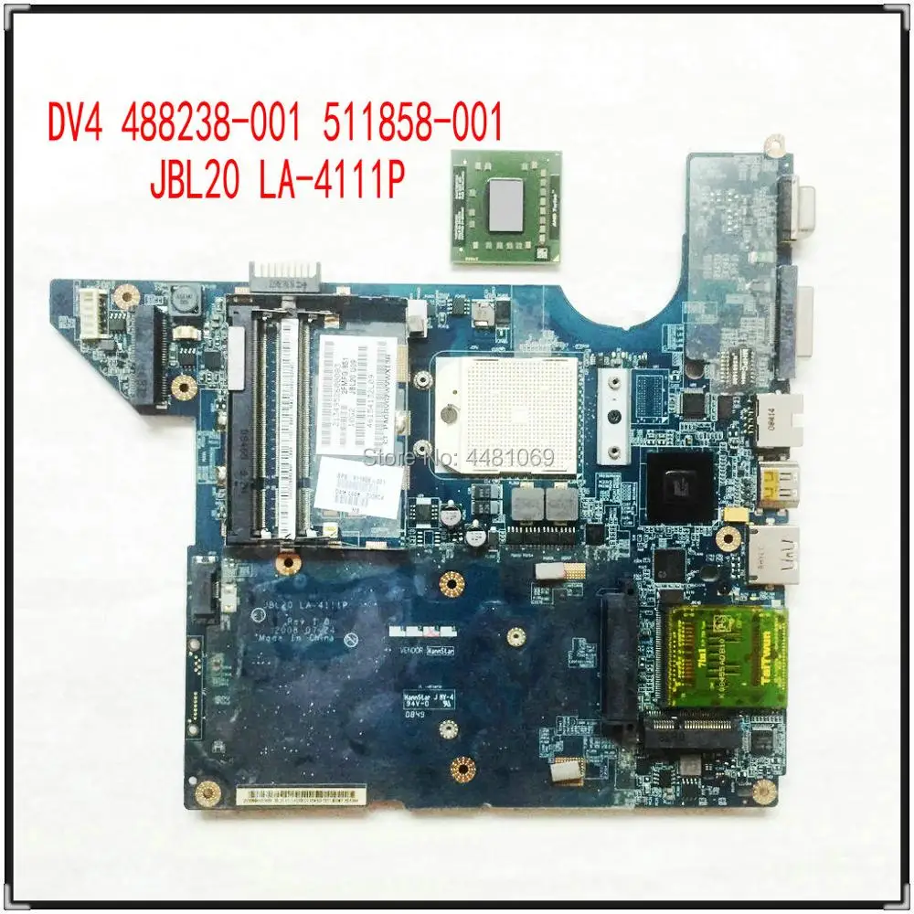 488238-001 511858-001 для материнской платы HP DV4, модель JBL20 LA-4111P 100%, проверенная модель, полностью протестированная работа 488238-001 511858-001 для материнской платы HP DV4, модель JBL20 LA-4111P 100%, проверенная модель, полностью протестированная работа