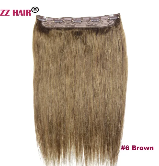 ZZHAIR 80 г 100 г 1" 18" 2" Искусственные волосы одинаковой направленности волос один кусок набор 5 зажимов в человеческие волосы для наращивания 1 шт Натуральные Прямые - Цвет: #6