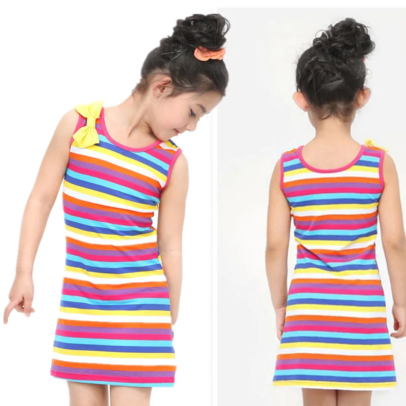 Summer Dress for Girl Teen Stripe Sleeveless Bow Slim Teenage Kids Dresses vestidos Girls Clothes | Детская одежда и обувь