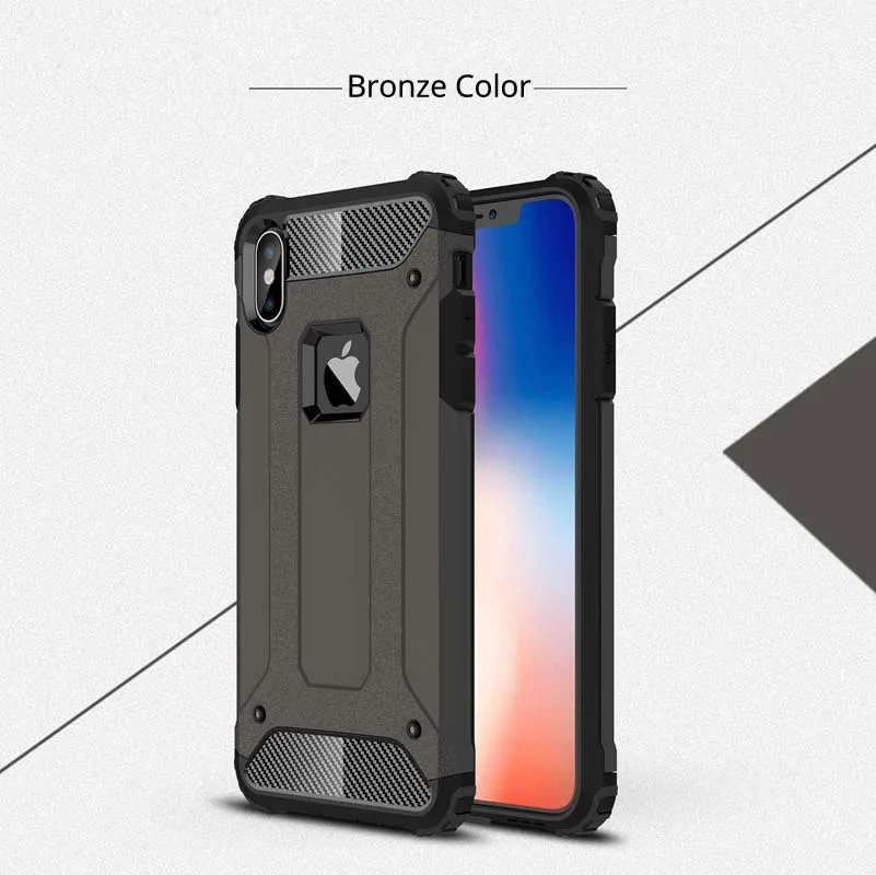 Чехол для iPhone 11 Pro Max XS XR X 8 Plus 7 6 6s 5S SE, чехол, защитный силиконовый противоударный Гибридный Твердый чехол для телефона на заднюю панель - Цвет: Bronze Color