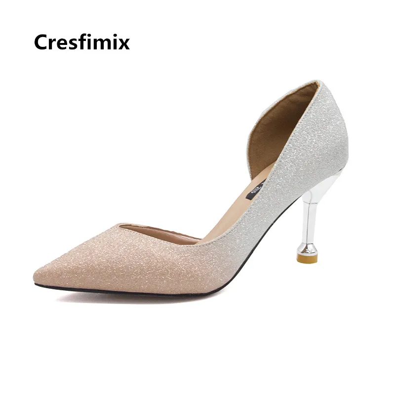 Cresfimix femmes hauts talons/пикантные удобные Весенние Свадебные туфли на высоком каблуке