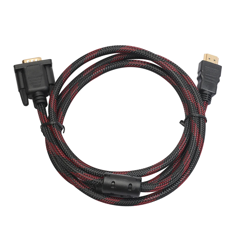 1,5 м HDMI папа-папа 15 Pin VGA кабель HDMI в VGA разъем адаптер конвертер нейлоновый плетеный кабель для компьютера HDTV