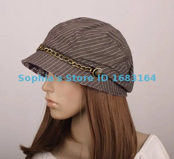 M254 коричневая модная полосатая хлопковая Солнцезащитная шляпа кепка с полями