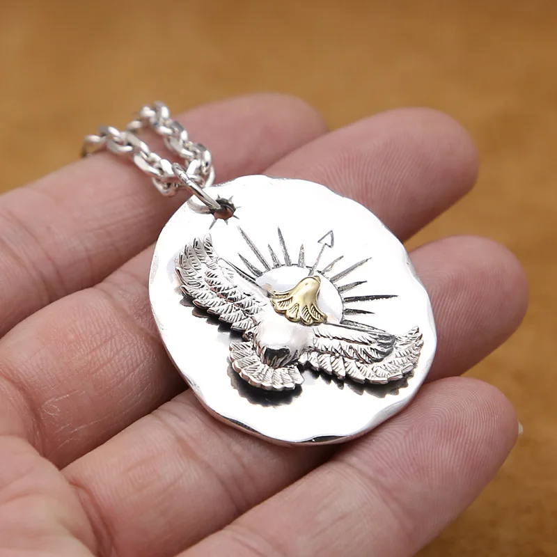 S925 Sterling Silver Jewelry Takahashi Goro Handmade Simple Smooth Eagle Male And Female Pendants