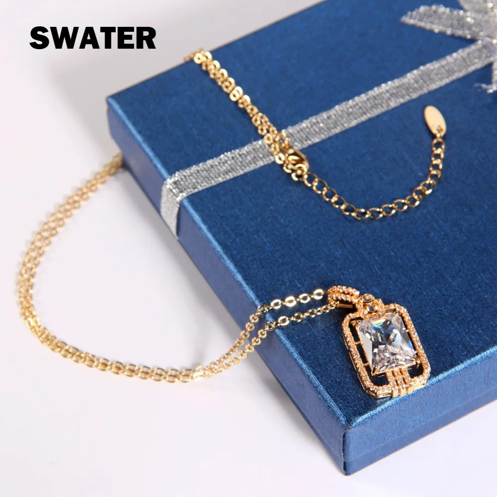 Swater модные золотые Цвет Кристалл Ожерелья и подвески для Шарм Для женщин