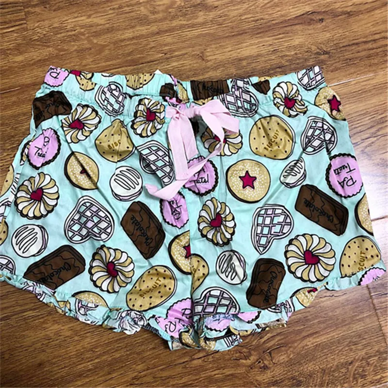 Летние штаны для сна из 100% хлопка с милым принтом печенья натуральный цвет