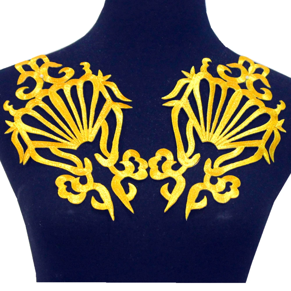 Железные Аппликации, большой цветок, золотые вышитые нашивки для одежды, европейские винтажные золотые маскарадные костюмы, сделай сам, отделка