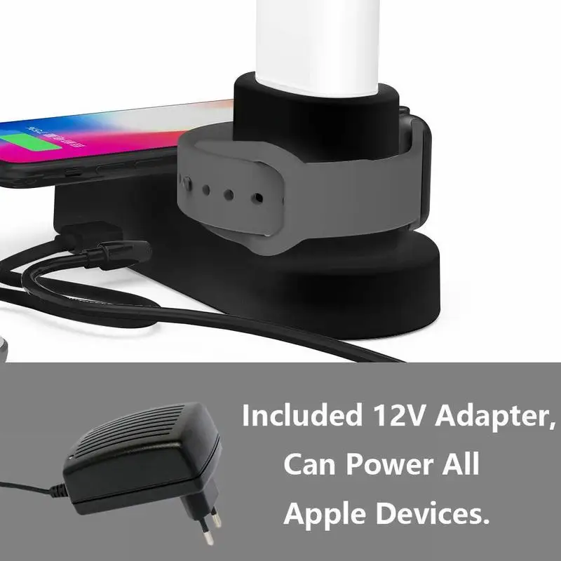 Беспроводная зарядная док станция Ascromy 4 в 1 для iPhone XS Max XR X Samsung S9 Apple Watch Airpods Tablet Qi