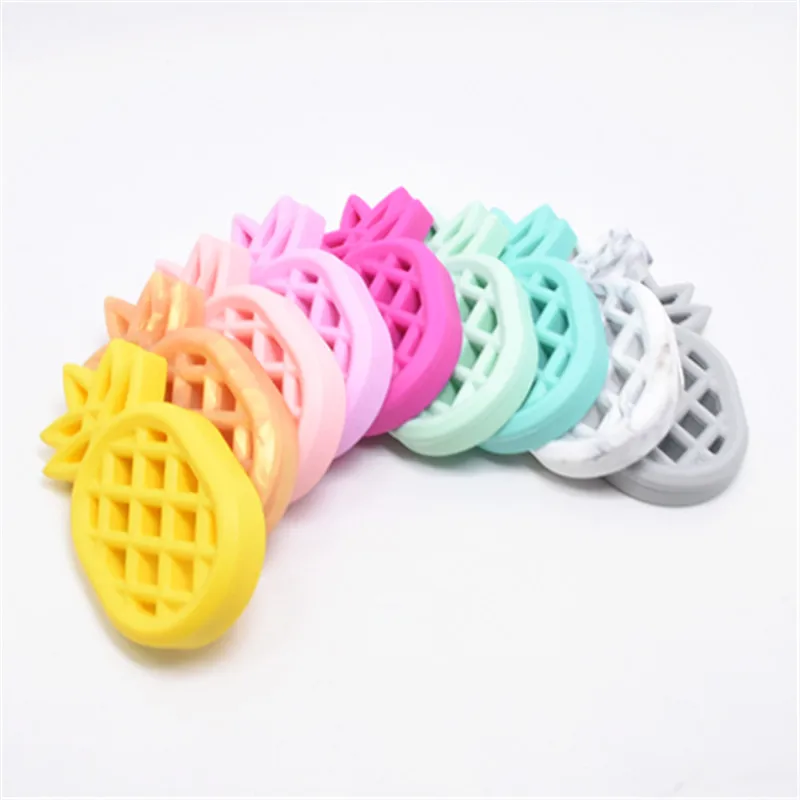 

50PCS Flexible Silicone Teether Pineapple Shape Baby Teething Toys Soother Sore Gums Baby Teether Mordedor Silicona Toys Teether