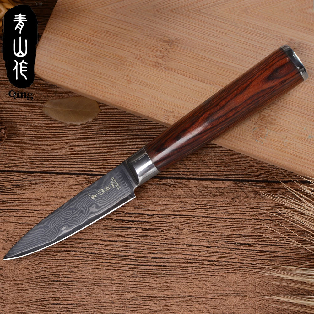 Цин VG10 Дамаск Кухня Ножи ручной работы ножей коричневые деревянные ручки Пособия