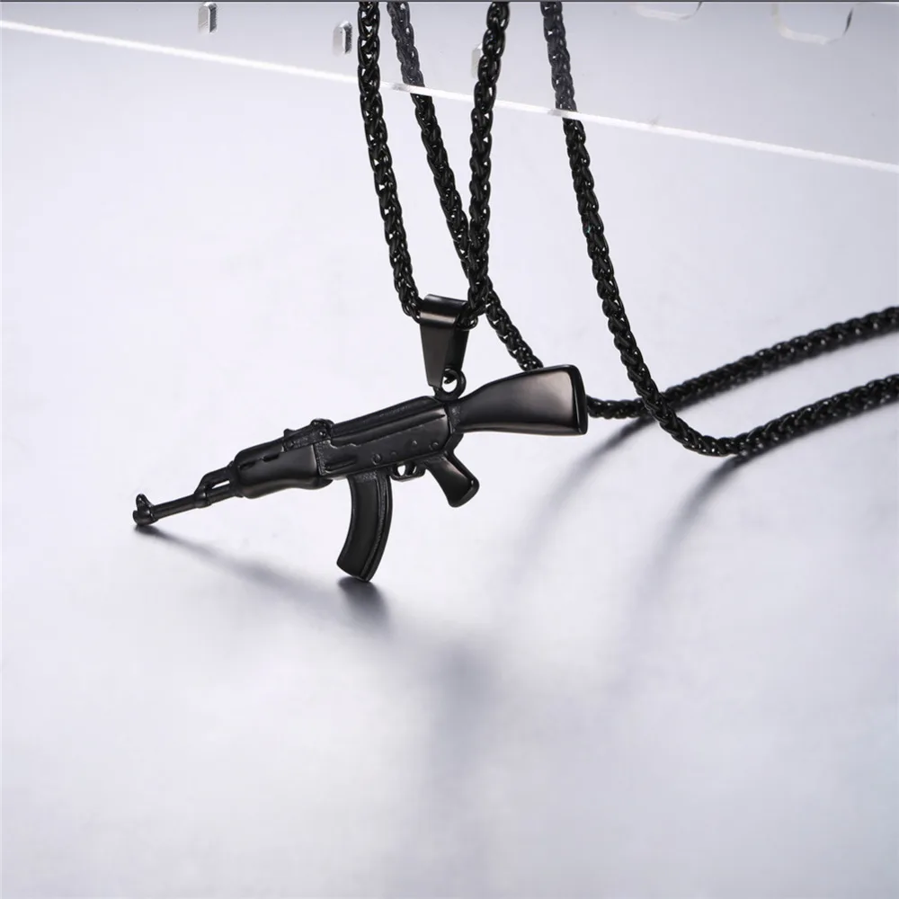 AK47 винтовка ожерелье для мужчин ювелирные изделия из нержавеющей стали