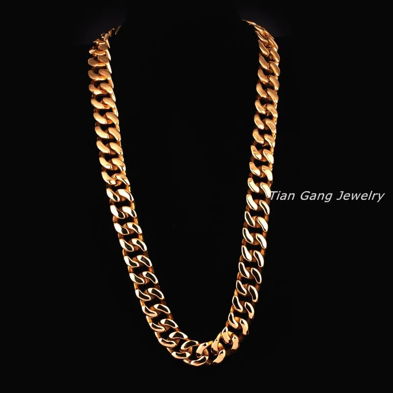 Цепь кубинская из нержавеющей стали 72 см (28 дюймов) * 20 мм 440 г|women necklace|cuban chainreal gold |