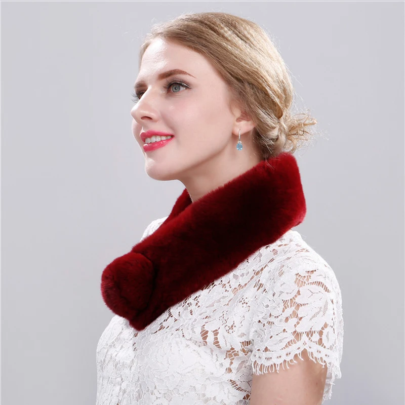 China Made Scarves By Rex Rabbit Fur Thicker Than Regular Ones Scarf For Neck Keep Warm In Winter And Autumn | Аксессуары для