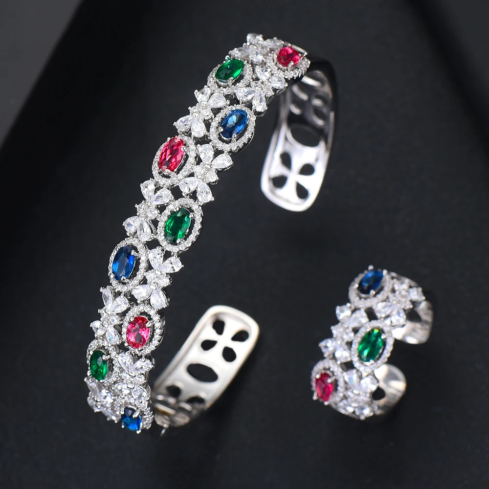 missvikki 2019 New Luxury Gorgeous Shiny Romantic Open Bangles Ring Jewelry Set for Women Bridal Wedding Engagement | Украшения и