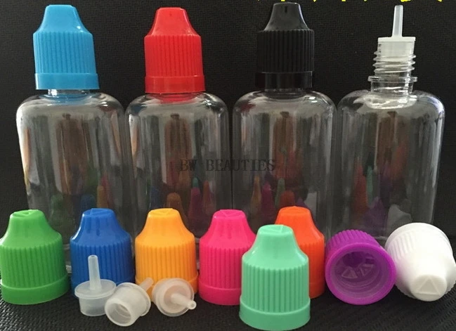 

2000Pcs/Lot 50ml PET Clear Refillable Plastic Dropper Bottle With Childproof Caps And Long Thin Tips Free Shipping