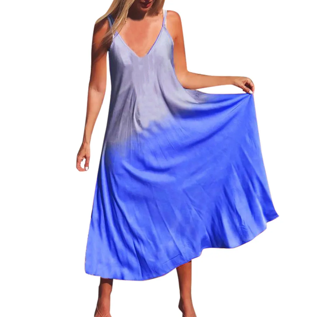 Летнее женское платье с треугольным вырезом без рукавов открытыми плечами