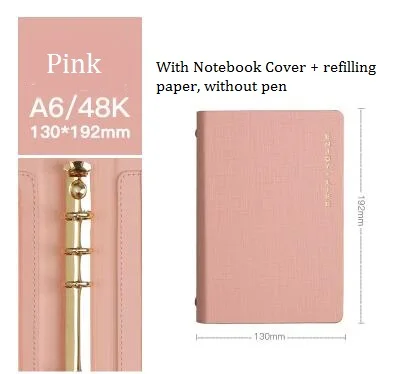 pink without Pen A6 Блокнот с отрывными листами, Kawaii Sprial, сменная бумага, персональные журналы путешественника, планировщик, подарок на день рождения девочки - Цвет: pink without Pen