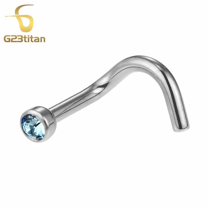 Nose Rings G23titan кольца для носа Nariz серьги ноздри пирсинг CZ Циркон Пронзительный нос винт изогнутый зубец Нос Кольца шпильки ювелирные изделия для тела - Окраска металла: Nose Rings