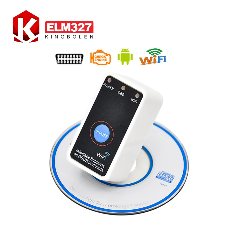 Super Mini ELM327 Wifi ELM 327 2016 New  White OBD2 OBD ii CAN-BUS Diagnostic Tool+Switch Works on Android Symbian Windows