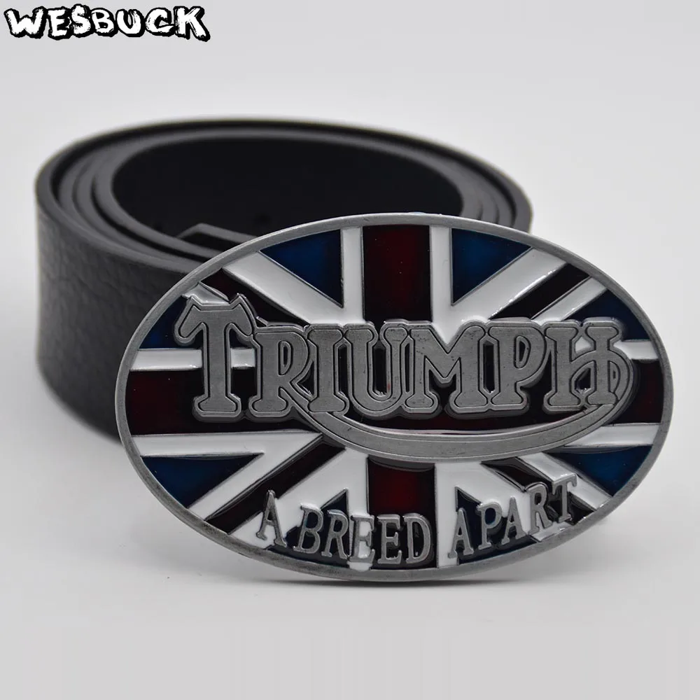 

5 PCS MOQ WesBuck Brand Belt Buckle New Style British flag belt buckle Oval Metal Classic Belt Buckles With PU Belt